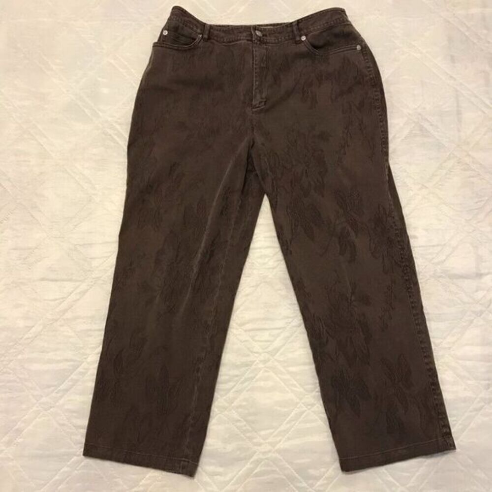 Peck & Peck Weekend brown pants w/ flower design size‎ 10